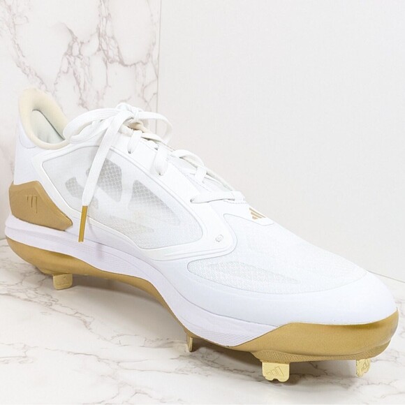 adidas Women's adizero PureHustle 3 Elite Metal Softball Cleats White/Gold 13 - Picture 6 of 12